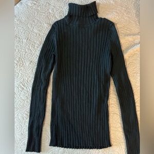 Black Stretchy Reference Point Ribbed Long Sleeve Turtleneck NWOT XL